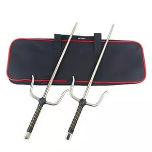 Octagon Metal Martial Arts Sai Multi Size（Black and Silver)