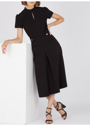 ROBE MIDI COL MONTANT NOIR