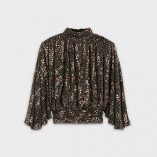 draped embroidered blouse in SILK GEORGETTE