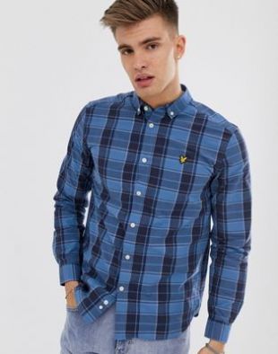 Lyle & Scott - Chemise en popeline manches longues à carreaux - Bleu | ASOS