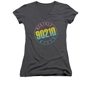 Sons of Gotham Beverly Hills 90210 Color Blend Logo Junior V-Neck T-Shirt S Gray