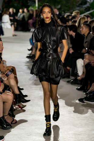 Louis Vuitton - Black Leather Mini Dress