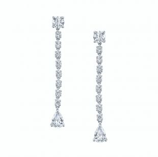 Short Rope Earrings with Pear Diamond Drops