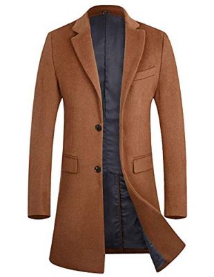 APTRO Men's Wool Blend Trench Coat Above Knee Winter Overcoat 1702 Camel XS