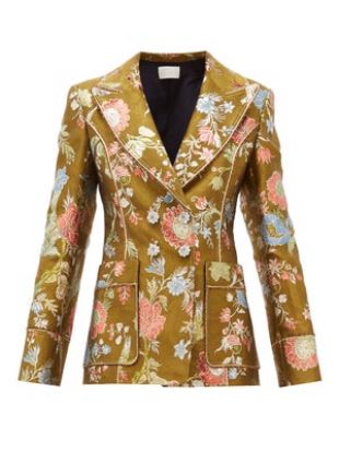 Blazer en brocart floral à double boutonnage |