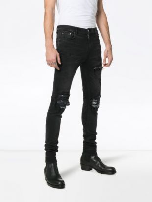 Amiri - MX1 Distressed Bandana Detail Slim Fit Jeans