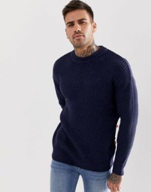 Ribbed sweater in navy