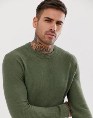 Knitted jumper in green