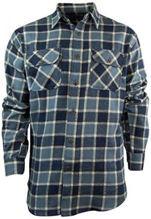 Men's Classic Plaid Button Down Shirt | Heavyweight Cotton Flannel (XX-Large, Blue (240))