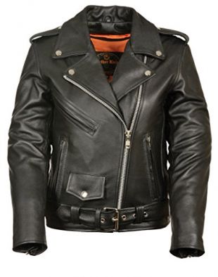 Ladies Leather Motorcycle Leather Jacket Plain Sides