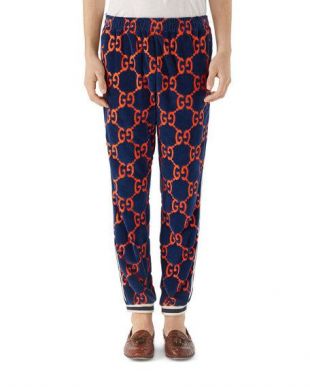 GG Logo-Print Chenille Track Pants