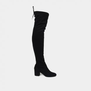 Cuissardes à talon large , en velours stretch synthétique noir JONAK