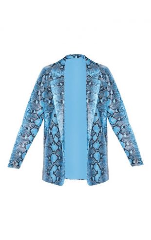 Blazer oversize bleu en similicuir serpent
