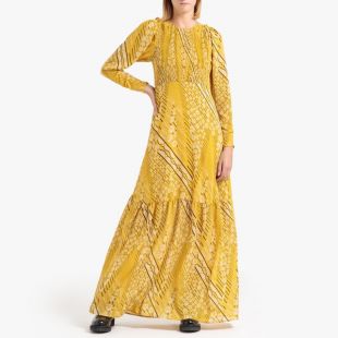 Robe longue imprimée à manches longues