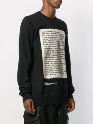 SALE Rick Owens DRKSHDW Text Print Sweatshirt worn by A$AP Rocky