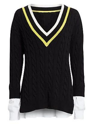 Layered Varsity Cable Knit Sweater