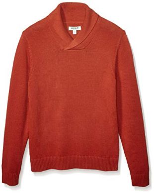 Amazon Brand - Goodthreads Men's Soft Cotton Shawl Sweater, Rust Large Tall