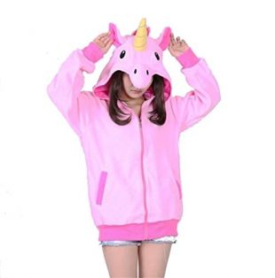 Katara 1791 Sweat à Capuche Licorne Costume Déguisement Kigurumi Animaux - Pull Chaud à Manches Longues - Rose M