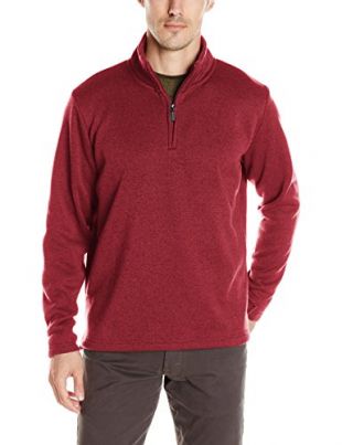Wrangler Authentics Men’s Sweater Fleece Quarter-Zip, Rio Red, Medium