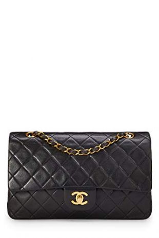 CHANEL Black Quilted Lambskin Classic Double Flap Medium (Renewed)