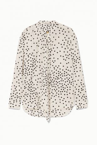 Polka-dot silk-georgette blouse