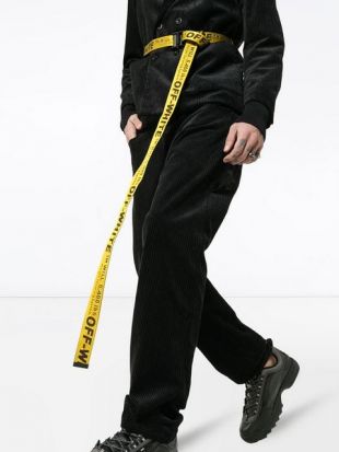 Black and yellow industrial logo belt