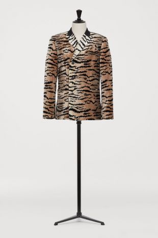 Velvet jacket - Beige / Tiger stripes
