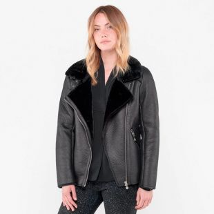 Blouson en simili, col imitation fourrure