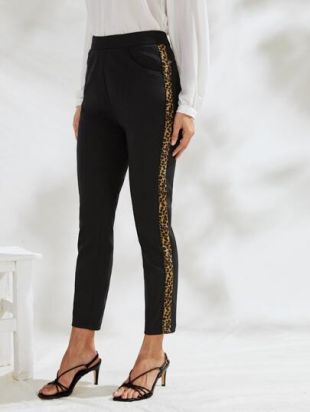 Pantalon avec bande latérale léopard