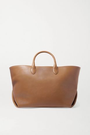 Envelope Pleat Medium Leather Tote