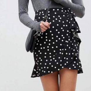 Mini wrap skirt in polka dot print