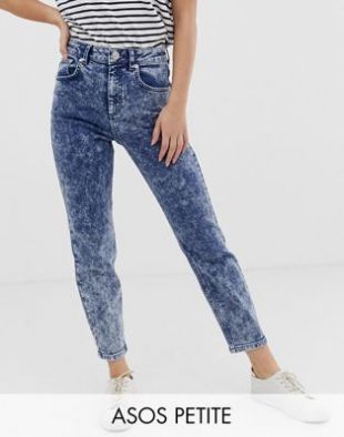 Recycled Farleigh high waisted slim mom jeans in bright blue grainy acid wash