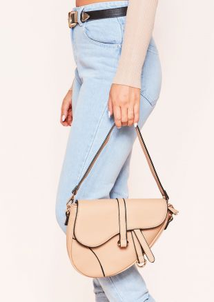 Faux Leather Large Saddle Bag