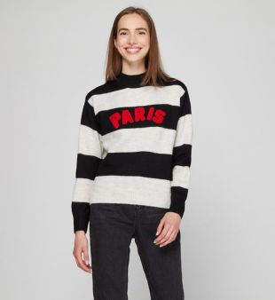 Pull Paris droit message manches longues