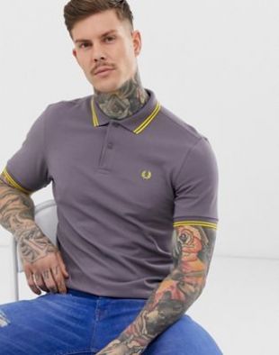 Fred Perry - Polo avec bordures à deux rayures - Gris | ASOS