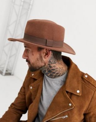 ASOS DESIGN - Chapeau pork pie avec calotte motif losange - Fauve | ASOS