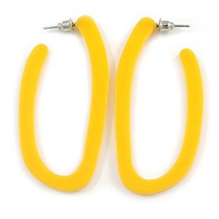 Trendy Yellow Acrylic/Plastic/Resin Oval Hoop Earrings - 60mm L