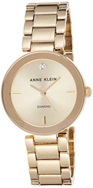 Anne Klein Women's AK/1362CHGB  Diamond Dial Gold-Tone Bracelet Watch