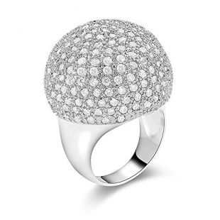 dnswez Fashion Gold/Silver Tone Large Rings CZ Cubic Zirconia Disco Ball Statement Cocktail Dome Ring for Women