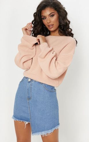 Blush Wide Sleeve Knitted Jumper