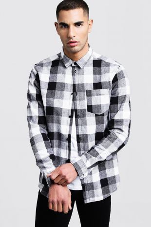 Chemise manches longues à carreaux boohooMAN