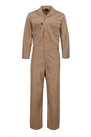 Kolossus Deluxe Long Sleeve Cotton Blend Coverall with Multi Pockets and Antistatic Zipper Khaki