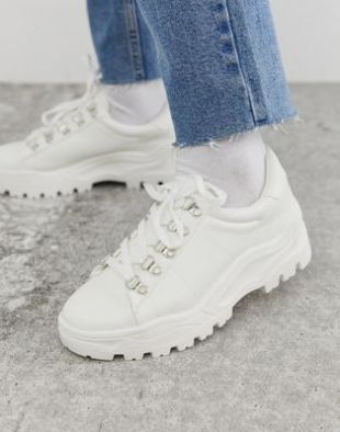 Cleated Chunky Trainers in white