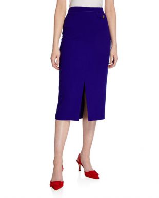 Randuxina Wool Crepe Slit Pencil Skirt