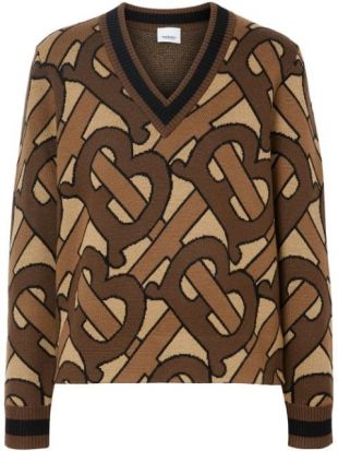 Burberry - Monogram Intarsia V Neck Sweater