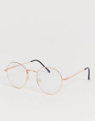 Round Clear Lens Glasses In Gold