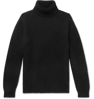 Black Milton Brushed-Cashmere Rollneck Sweater | Massimo Alba | MR PORTER
