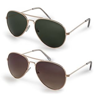 Stylle Classic Aviator Pilot Flat Lens Sunglasses with Protective Bag, 100% UV Protection