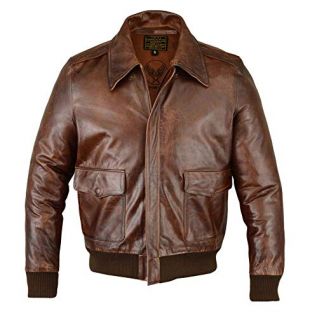 Fivestar Leathers Men's Air Force A-2 Leather Flight Bomber Jacket - Brown (M)