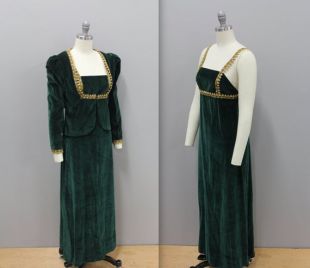 EBMNewhaven - Gunne Sax Forrest Green Velvet Maxi Dress avec veste ...
